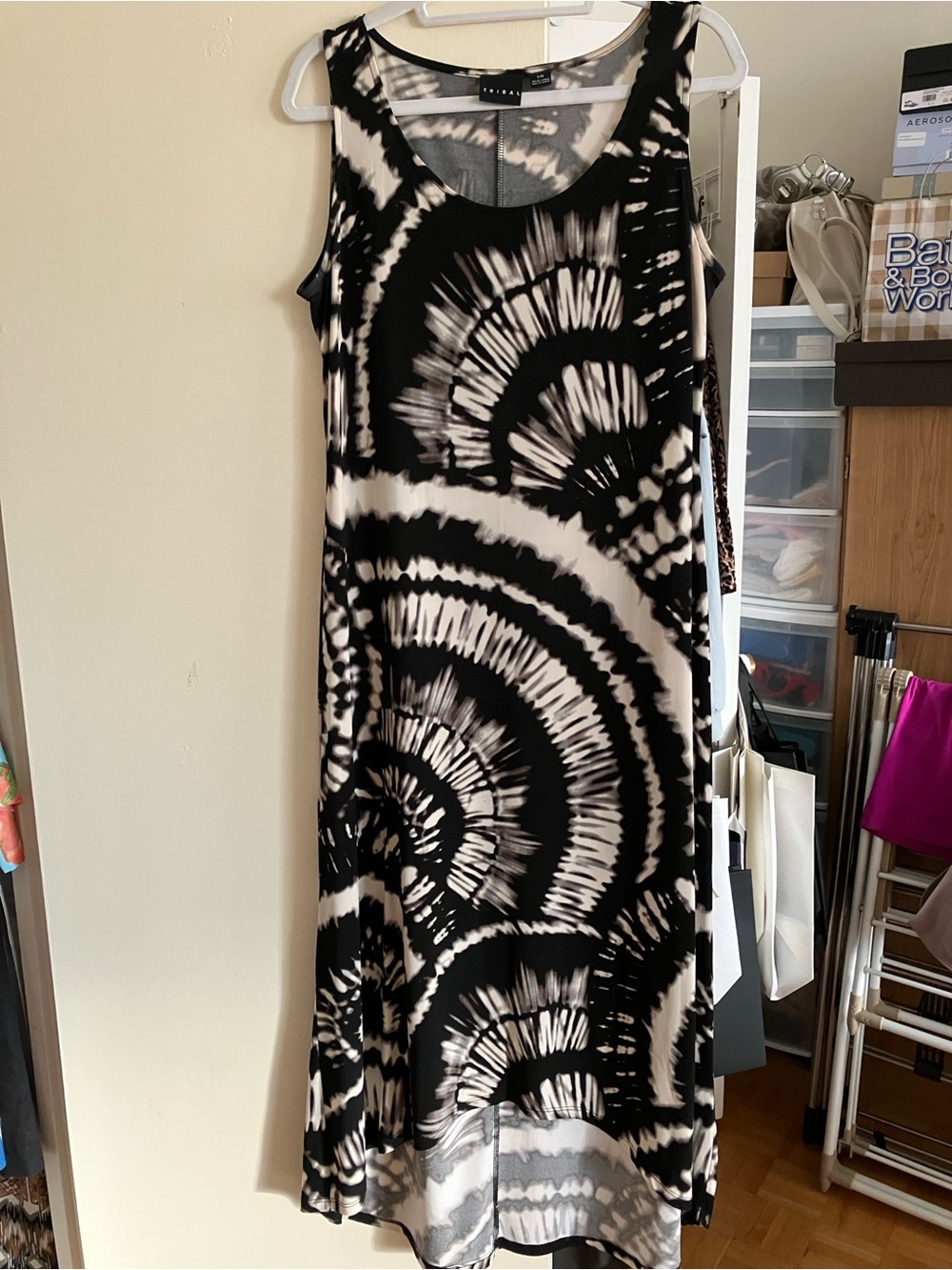 Tribal Black & White Tie-Dye Maxi Dress